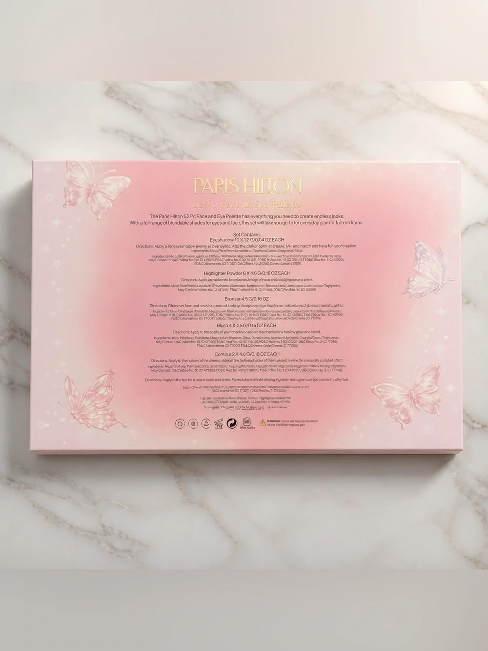 Paris Hilton 52 Pc Face & Eye Makeup Palette Pink Butterfly